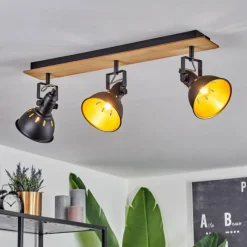 Lampes Dorées-hofstein Plafonnier Tina Chrome, Écru, Noir, 3 lumières