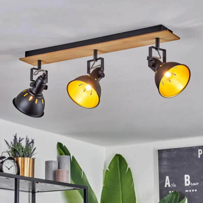 Lampes Dorées-hofstein Plafonnier Tina Chrome, Écru, Noir, 3 lumières