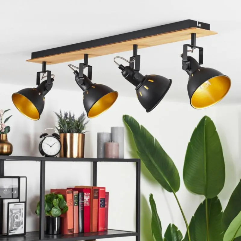 Lampes Dorées-hofstein Plafonnier Tina Chrome, Écru, Noir, 4 lumières