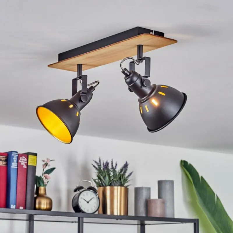 Lampes Dorées-hofstein Plafonnier Tina Écru, Noir, 2 lumières