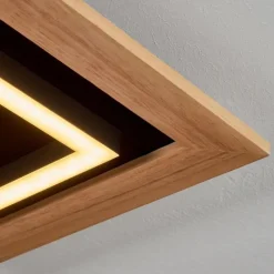 hofstein Plafonnier Tojeirinha LED Bois clair, Noir, 1 lumière, Télécommandes