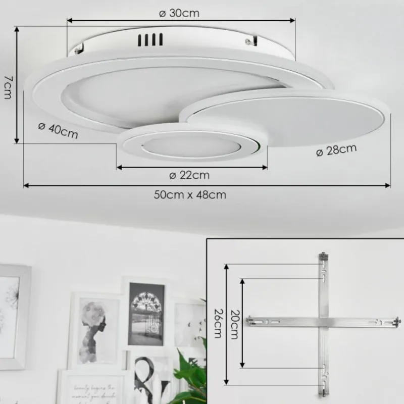 hofstein Plafonnier Tomazes LED Blanc, 1 lumière, Télécommandes