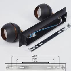 Lampes À Boules-hofstein Plafonnier Tome LED Laiton, Noir, 2 lumières