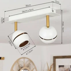 Lampes À Boules-hofstein Plafonnier Tome LED Laiton, Blanc, 2 lumières