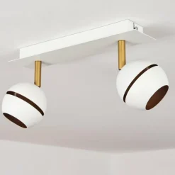 Lampes À Boules-hofstein Plafonnier Tome LED Laiton, Blanc, 2 lumières
