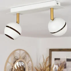 Lampes À Boules-hofstein Plafonnier Tome LED Laiton, Blanc, 2 lumières