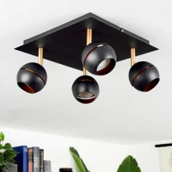 Lampes À Boules-hofstein Plafonnier Tome LED Laiton, Noir, 4 lumières