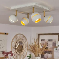 Lampes À Boules-hofstein Plafonnier Tome LED Laiton, Blanc, 4 lumières