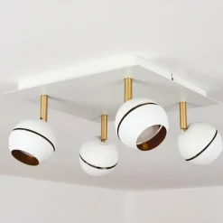 Lampes À Boules-hofstein Plafonnier Tome LED Laiton, Blanc, 4 lumières