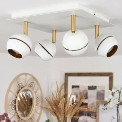 Lampes À Boules-hofstein Plafonnier Tome LED Laiton, Blanc, 4 lumières