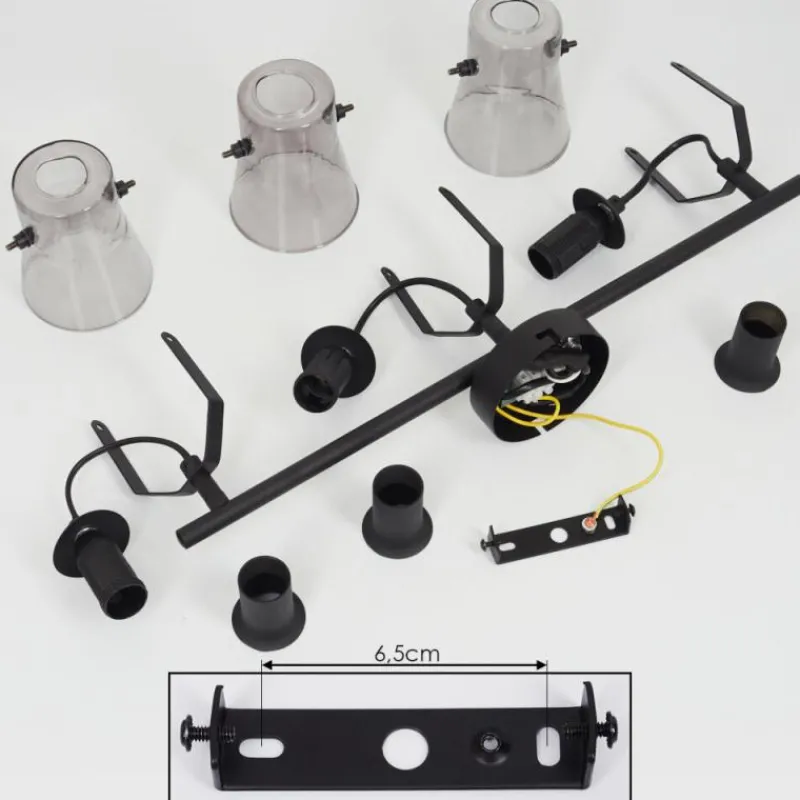 Suspension Verre Fumé-hofstein Plafonnier Trajouca Noir, 3 lumières