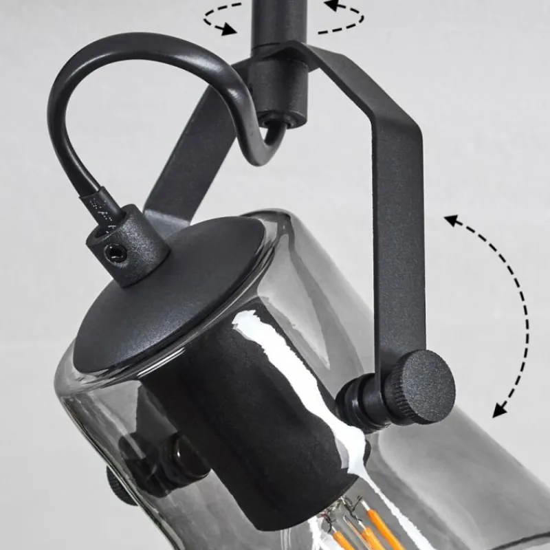 Suspension Verre Fumé-hofstein Plafonnier Trajouca Noir, 3 lumières