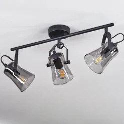 Suspension Verre Fumé-hofstein Plafonnier Trajouca Noir, 3 lumières