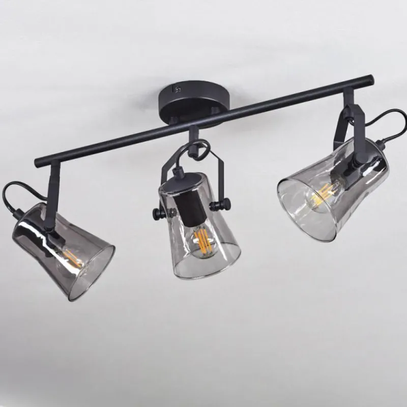 Suspension Verre Fumé-hofstein Plafonnier Trajouca Noir, 3 lumières