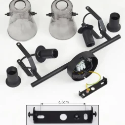 Suspension Verre Fumé-hofstein Plafonnier Trajouca Noir, 2 lumières