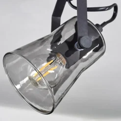 Suspension Verre Fumé-hofstein Plafonnier Trajouca Noir, 1 lumière