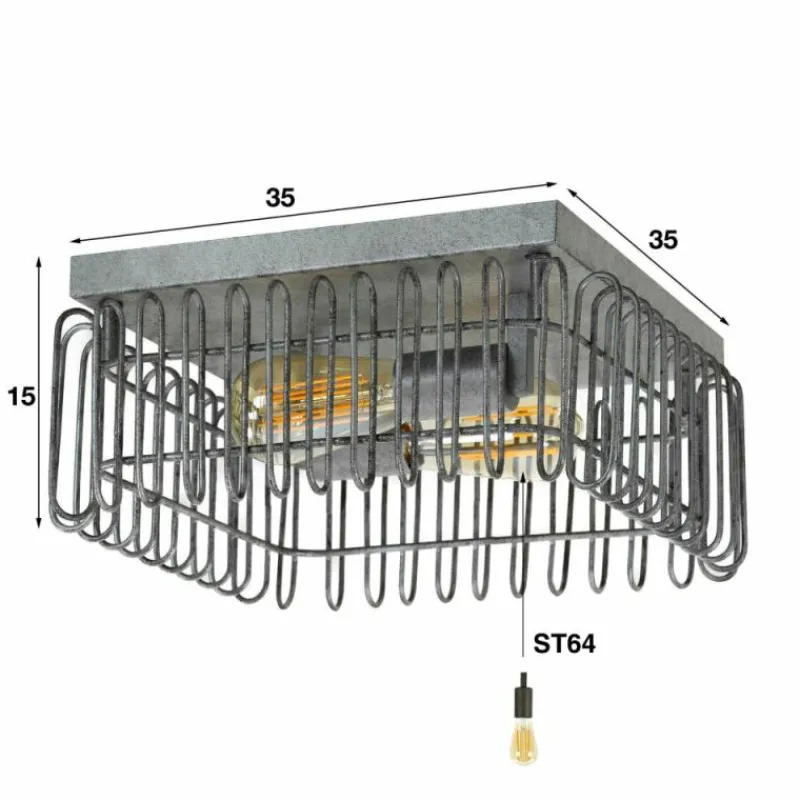 Lampes Industrielles-hofstein Plafonnier Trax Anthracite, 2 lumières