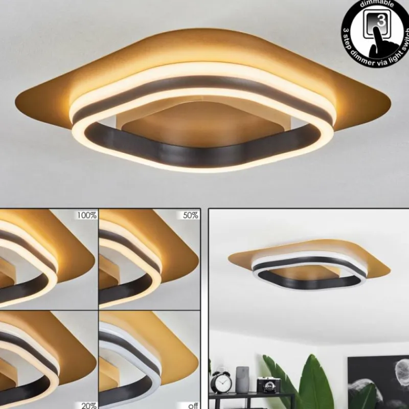 Lampes Dorées-hofstein Plafonnier Valduge LED Or, Noir, 1 lumière