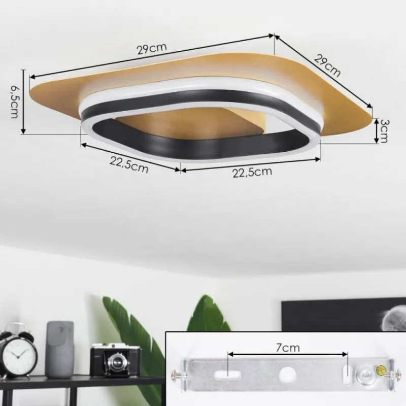 Lampes Dorées-hofstein Plafonnier Valduge LED Or, Noir, 1 lumière