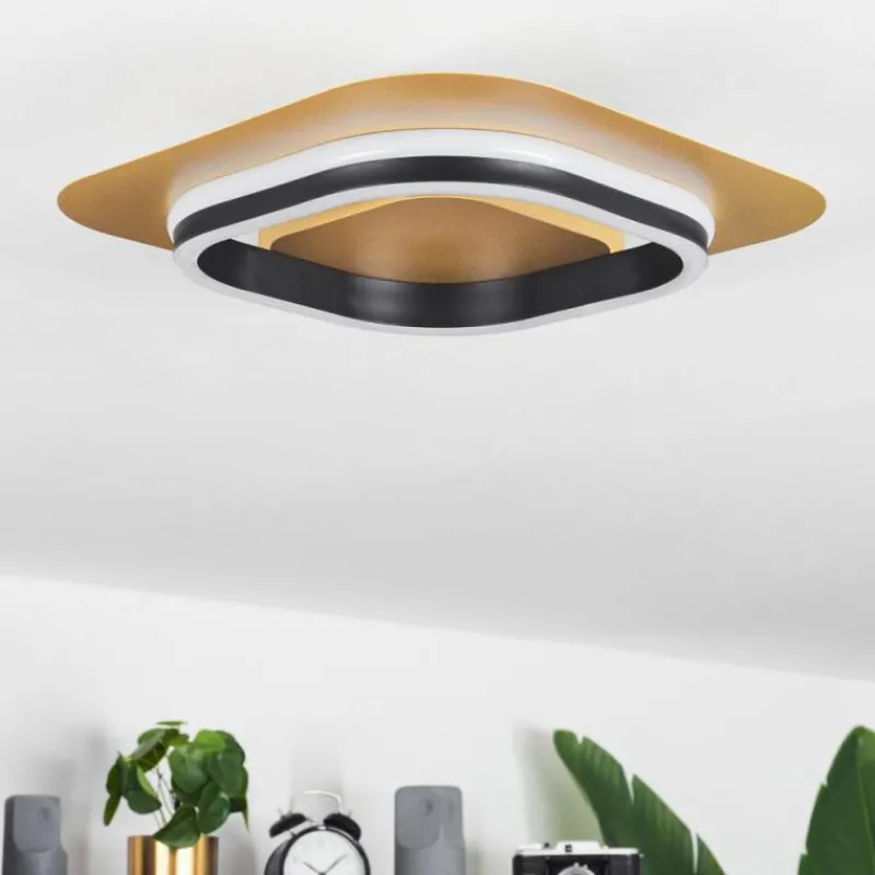 Lampes Dorées-hofstein Plafonnier Valduge LED Or, Noir, 1 lumière