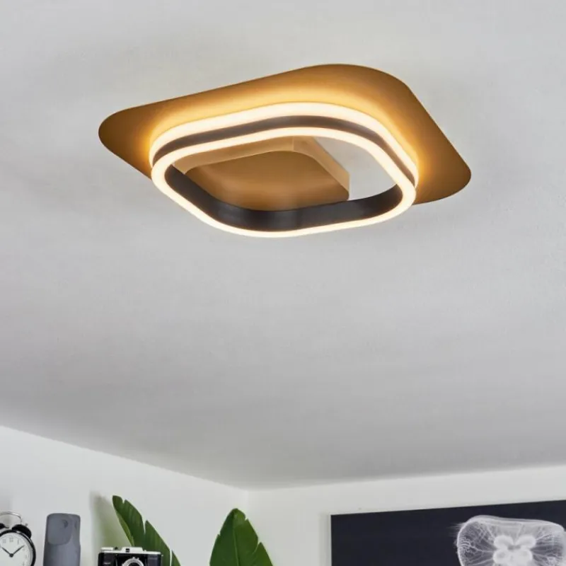 Lampes Dorées-hofstein Plafonnier Valduge LED Or, Noir, 1 lumière