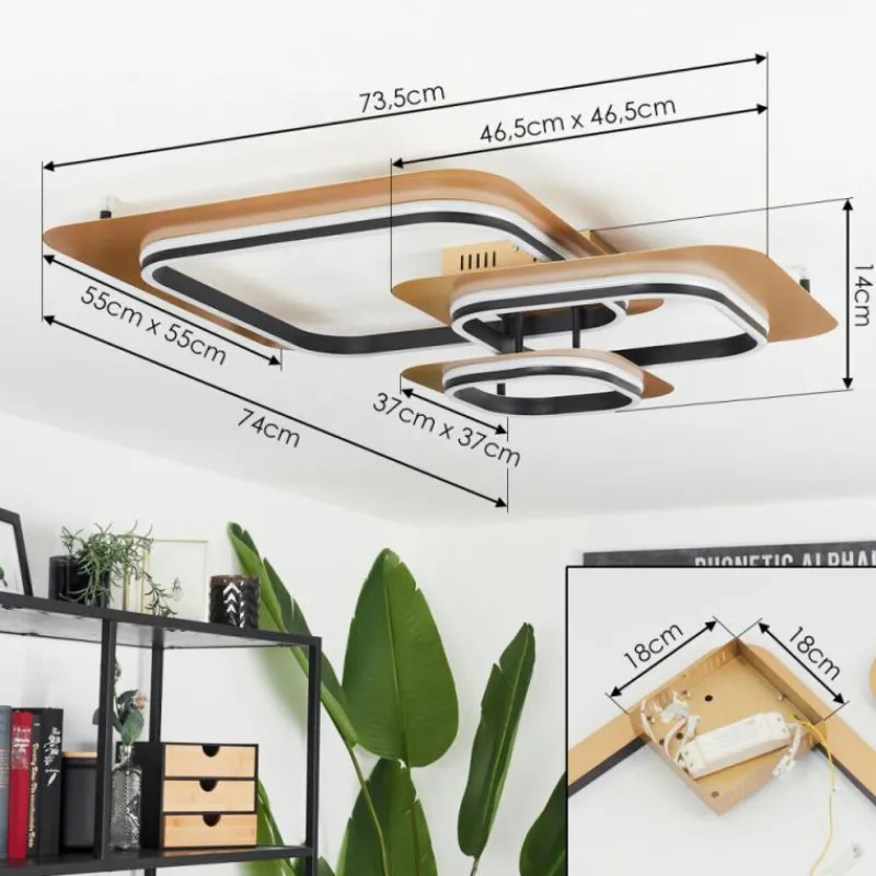 Lampes Dorées-hofstein Plafonnier Valduge LED Or, Noir, 1 lumière