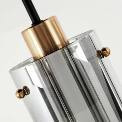 Suspension Verre Fumé-hofstein Plafonnier Vaurois Laiton, Noir, 3 lumières