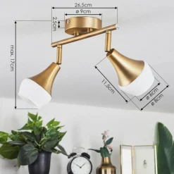 hofstein Plafonnier Venizy Vieux laiton, 2 lumières