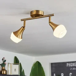 hofstein Plafonnier Venizy Vieux laiton, 2 lumières