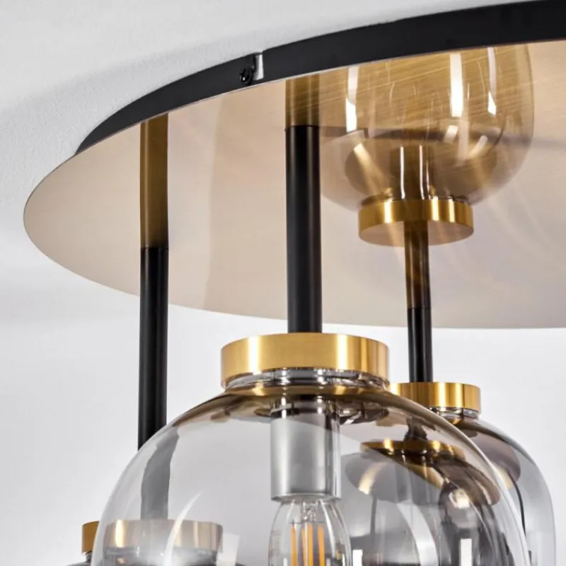 Suspension Verre Fumé-hofstein Plafonnier Verbania Laiton, 6 lumières