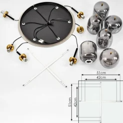 Suspension Verre Fumé-hofstein Plafonnier Verbania Laiton, 6 lumières