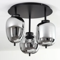 Suspension Verre Fumé-hofstein Plafonnier Verbania Noir, 3 lumières