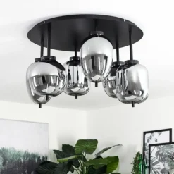 Suspension Verre Fumé-hofstein Plafonnier Verbania Noir, 6 lumières