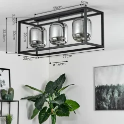 Suspension Verre Fumé-hofstein Plafonnier Verbania Noir, 3 lumières