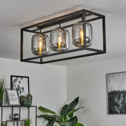 Suspension Verre Fumé-hofstein Plafonnier Verbania Noir, 3 lumières