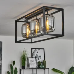 Suspension Verre Fumé-hofstein Plafonnier Verbania Noir, 3 lumières