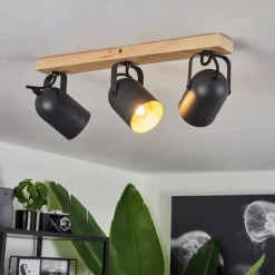 Lampes Dorées-hofstein Plafonnier Vergoignan Brun, Noir, 3 lumières