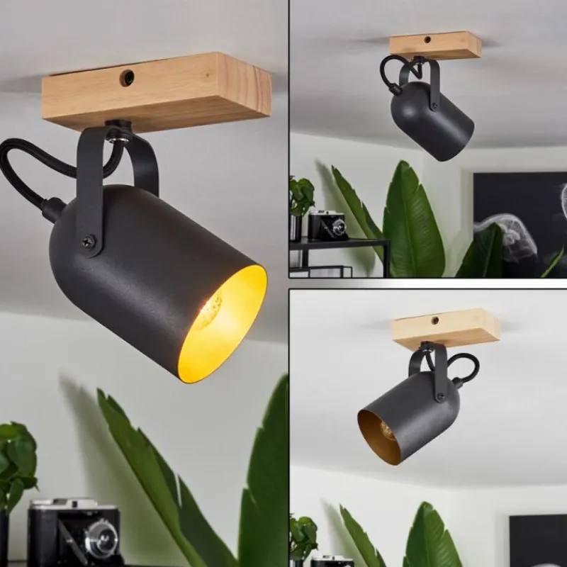 Lampes Dorées-hofstein Plafonnier Vergoignan Écru, Noir, 1 lumière