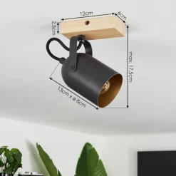 Lampes Dorées-hofstein Plafonnier Vergoignan Écru, Noir, 1 lumière