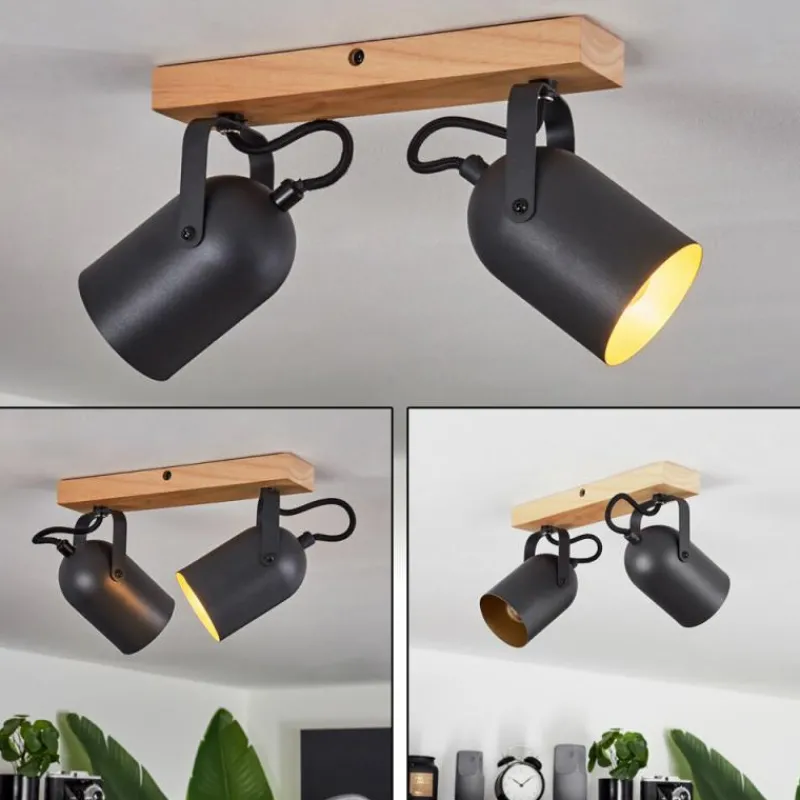 Lampes Dorées-hofstein Plafonnier Vergoignan Écru, Noir, 2 lumières