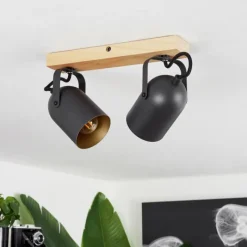 Lampes Dorées-hofstein Plafonnier Vergoignan Écru, Noir, 2 lumières