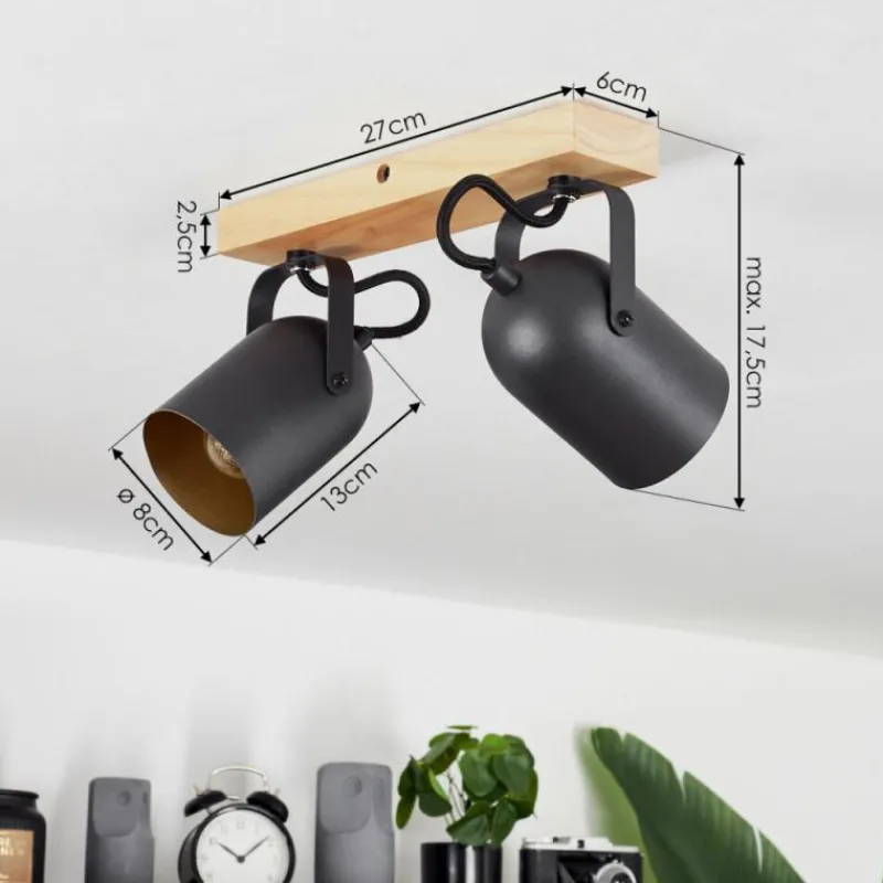 Lampes Dorées-hofstein Plafonnier Vergoignan Écru, Noir, 2 lumières