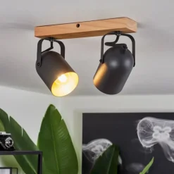 Lampes Dorées-hofstein Plafonnier Vergoignan Écru, Noir, 2 lumières