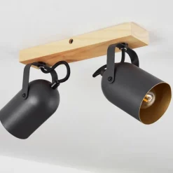 Lampes Dorées-hofstein Plafonnier Vergoignan Écru, Noir, 2 lumières