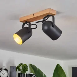 Lampes Dorées-hofstein Plafonnier Vergoignan Écru, Noir, 2 lumières