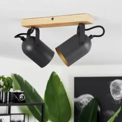 Lampes Dorées-hofstein Plafonnier Vergoignan Écru, Noir, 2 lumières