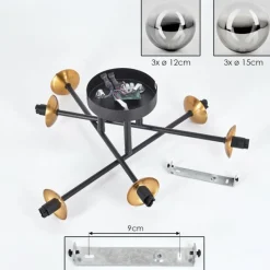 Lampes Dorées-hofstein Plafonnier - Verre 12 cm, 15 cm Chehalis Or, Noir, 6 lumières