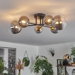 Lampes Dorées-hofstein Plafonnier - Verre 10 cm, 12 cm, 15 cm Chehalis Or, Noir, 6 lumières