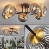 Lampes Dorées-hofstein Plafonnier - Verre 10 cm, 12 cm, 15 cm Chehalis Or, Noir, 6 lumières
