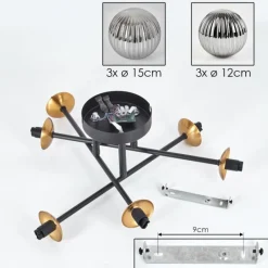 Lampes Dorées-hofstein Plafonnier - Verre 10 cm, 12 cm, 15 cm Chehalis Or, Noir, 6 lumières